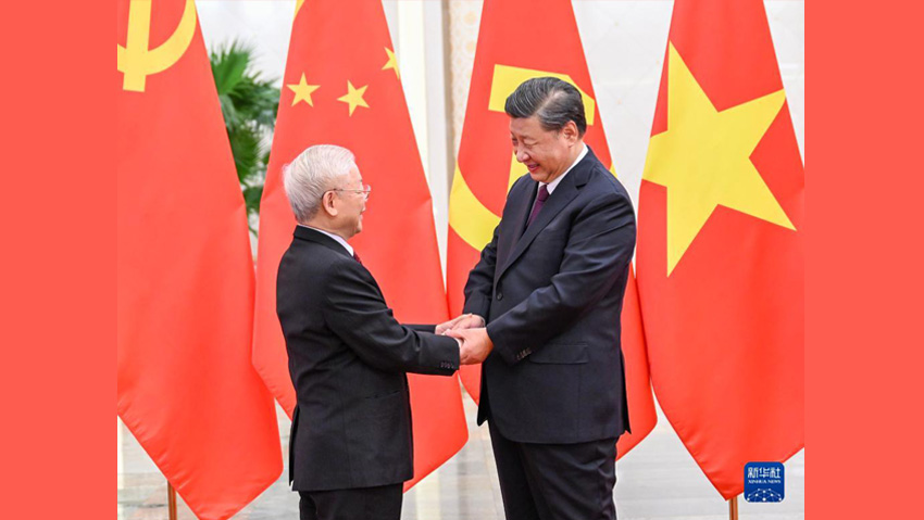 دیدار رهبر چین با دبیرکل کمیته مرکزی حزب کمونیست ویتنام در پکنا