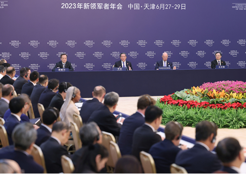 Kryeministri Li Qiang merr pjesë në mbledhje të Forumit Veror të Davosit, 27 qershor 2023(Foto:Xinhua)